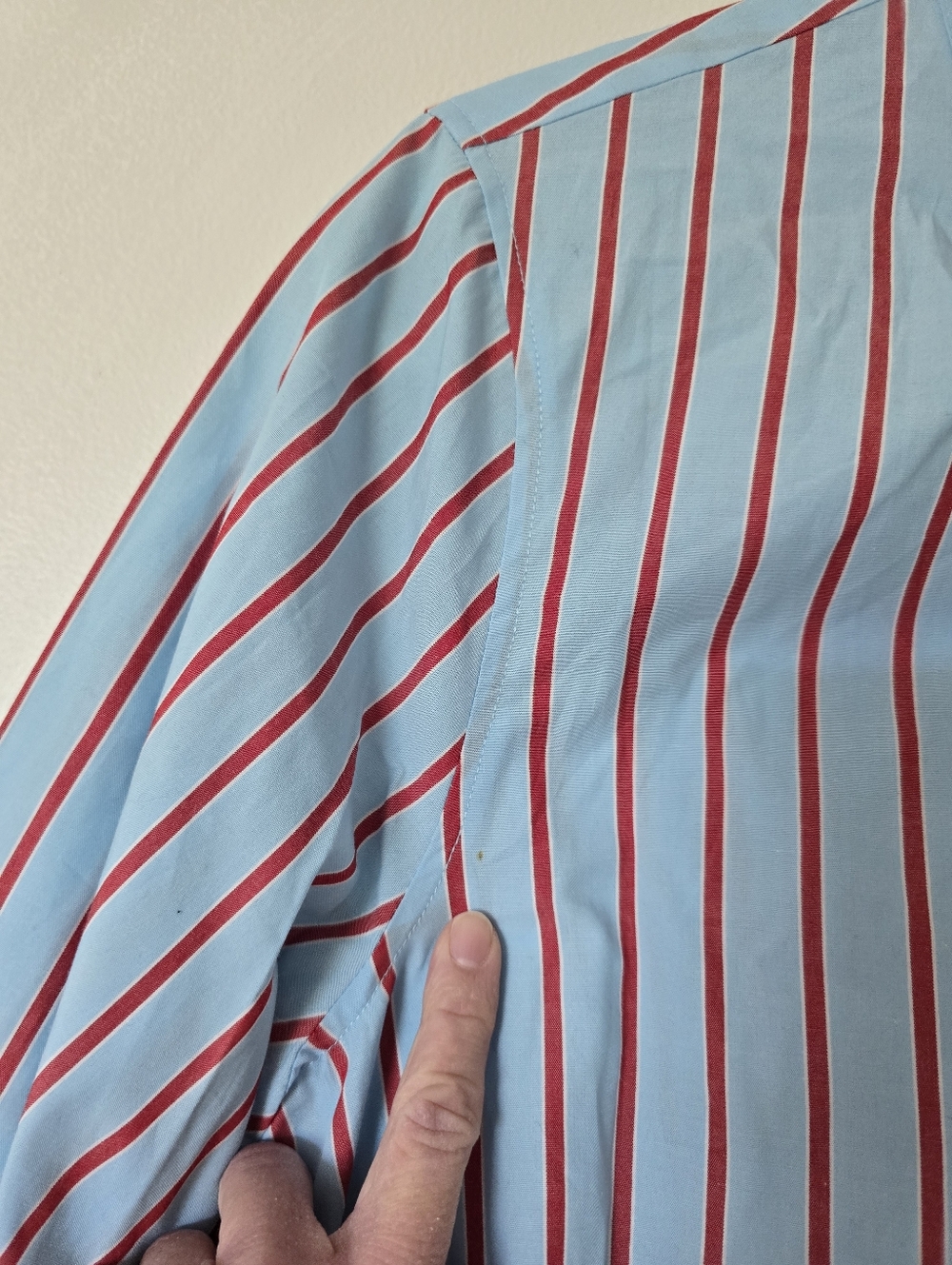 New Voyageur By Mersea Womens Top Size Medium Cotton Blue Red Striped Blouse - Picture 5 of 10